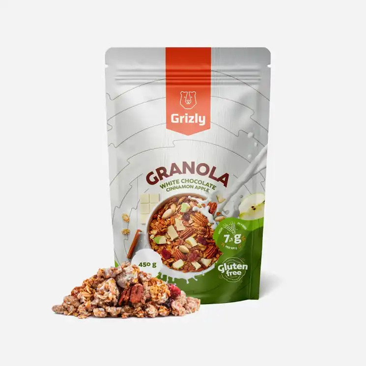 Granola z białą czekoladą, cynamonem i jabłkiem
