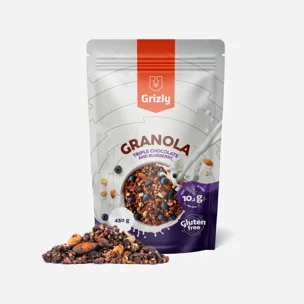Granola z gorzką czekoladą i borówkami