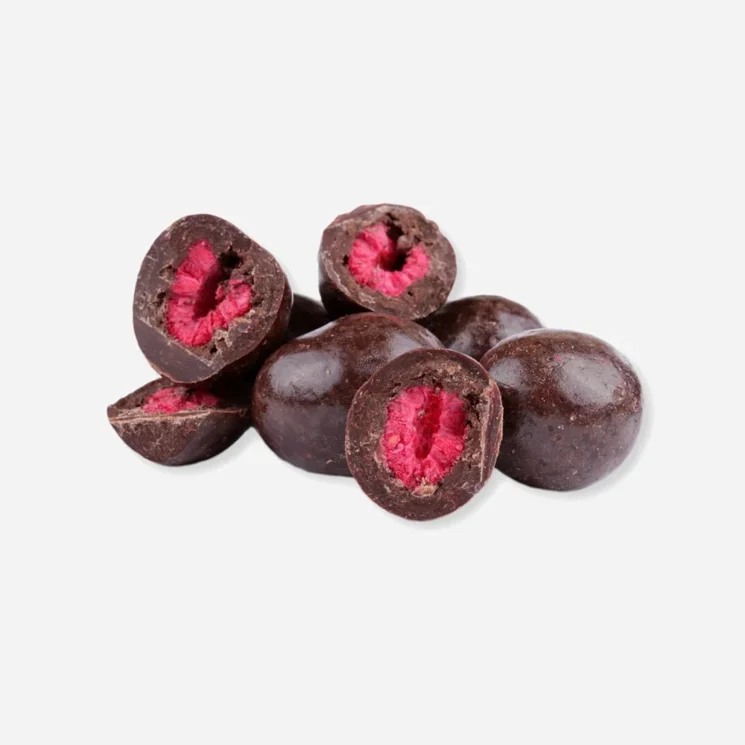 Liofilizowane maliny w ciemnej czekoladzie